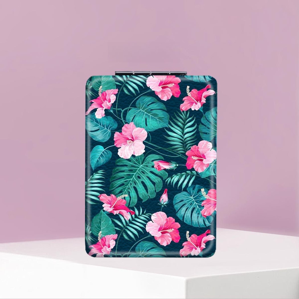 Mirroray - Portable PU Frame Printed Compact Makeup Mirror