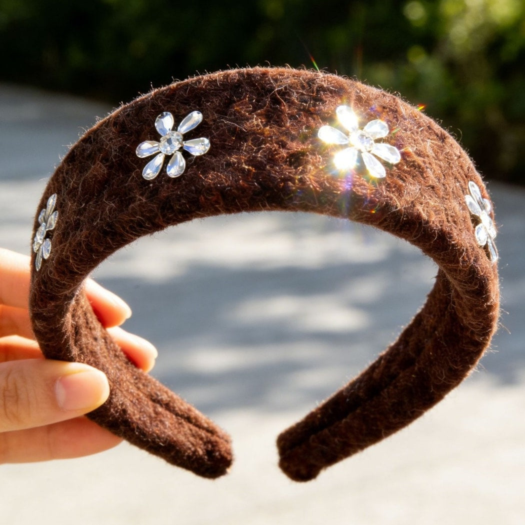 Gifty - Plush Floral Accent Broad Headband
