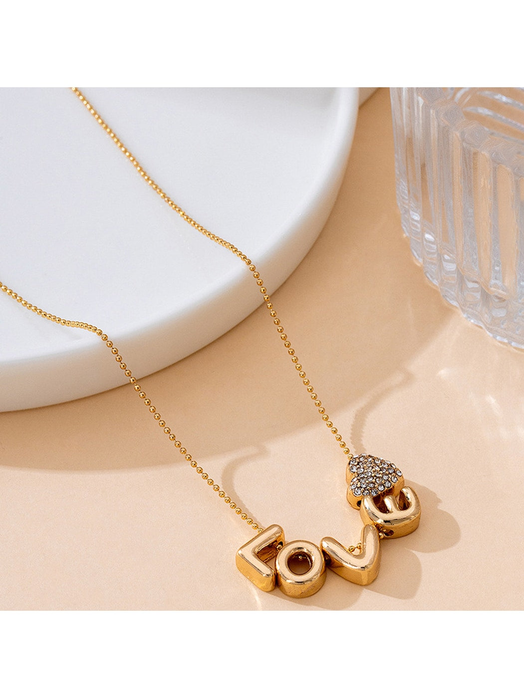 Nozari - Simple LOVE Letter Heart Pendant Necklace