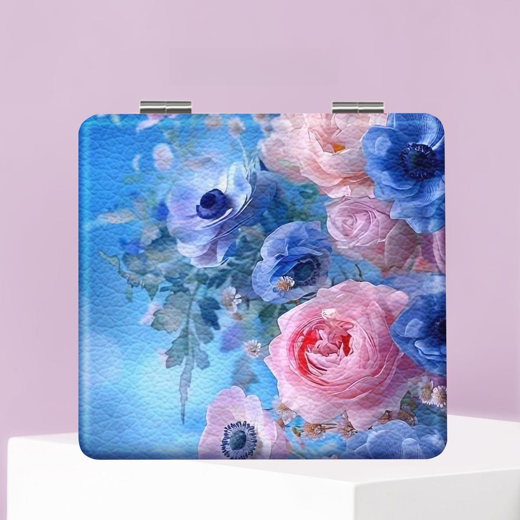 Mirroray - PU Floral Print Makeup Mirror