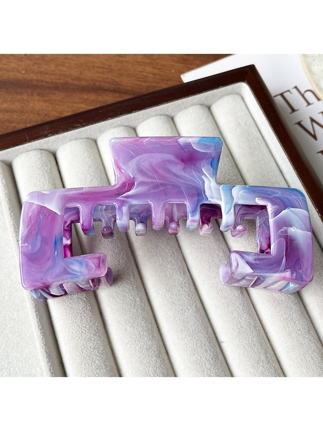 Beau - Open Square Marbled Finish Hair Claw Clip