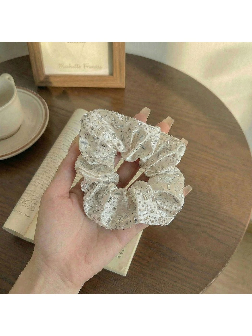Gifty - Rhinestone Embellished High Elastic Scrunchie