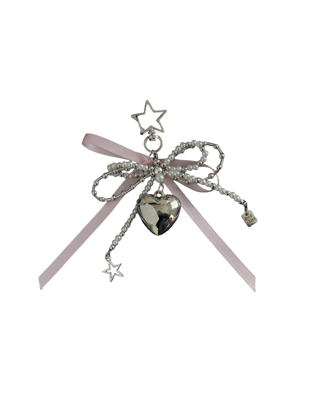 Keypus - Beaded Heart Bow Bag Pendant Alloy Keychain