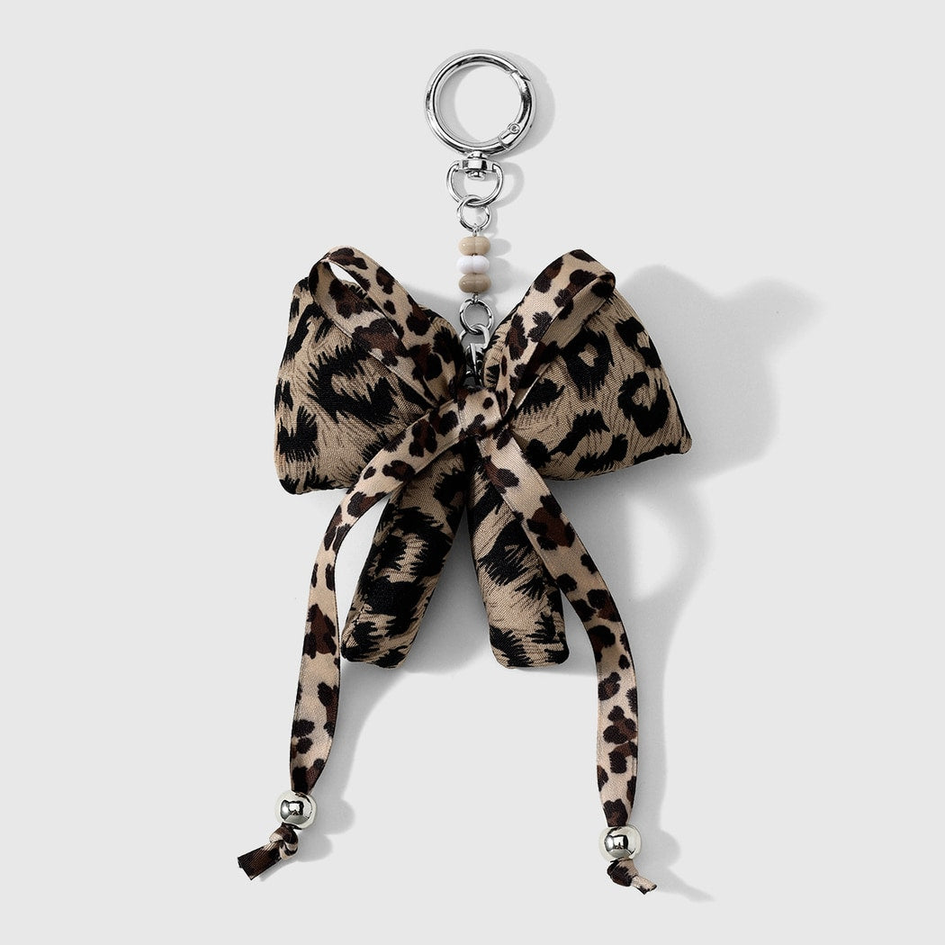 Keypus - Y2K Leopard Print Bow Heart Keychain