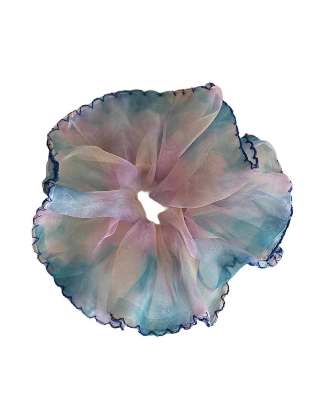 Gifty - Floral Mesh Ruffled Sheer Fabric Scrunchie
