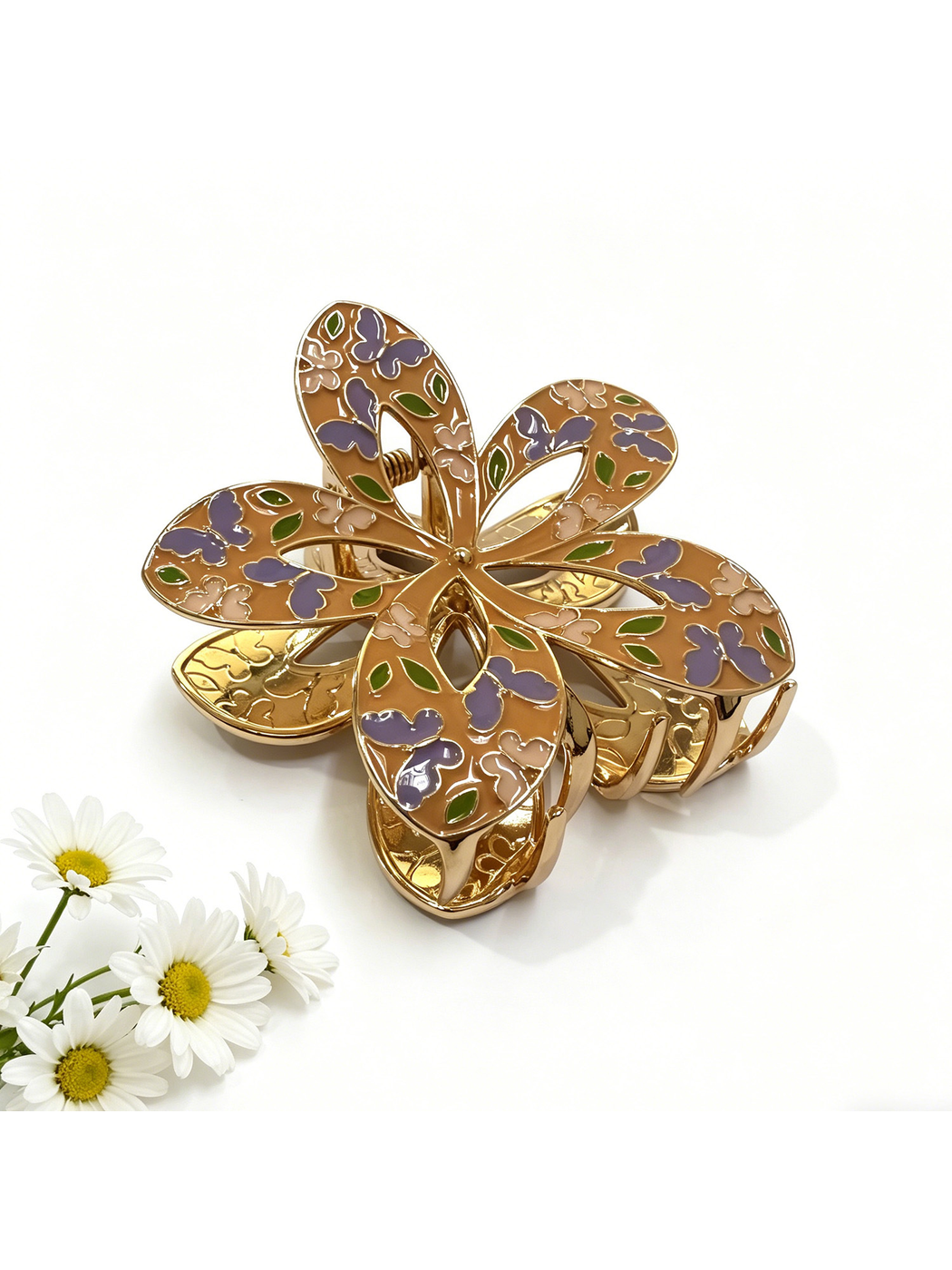 Beau - Openwork Butterfly Floral Hair Claw Clip