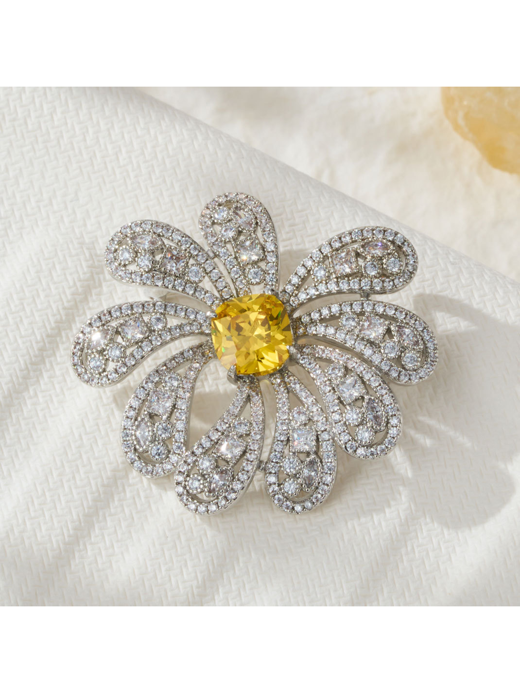 Brovia - Floral Openwork Statement Pin Brooch