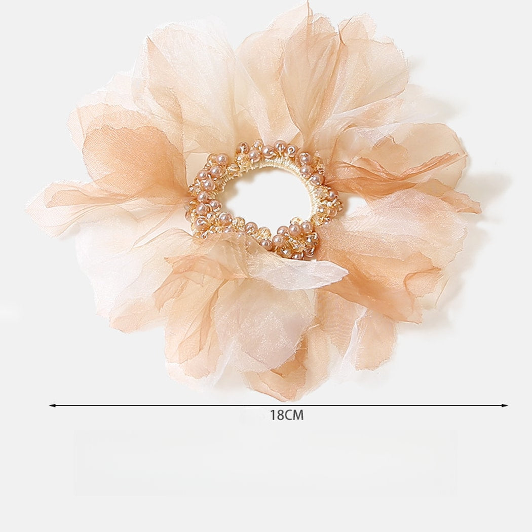 Gifty - Sheer Tulle Beaded Ring Ponytail Hair Tie