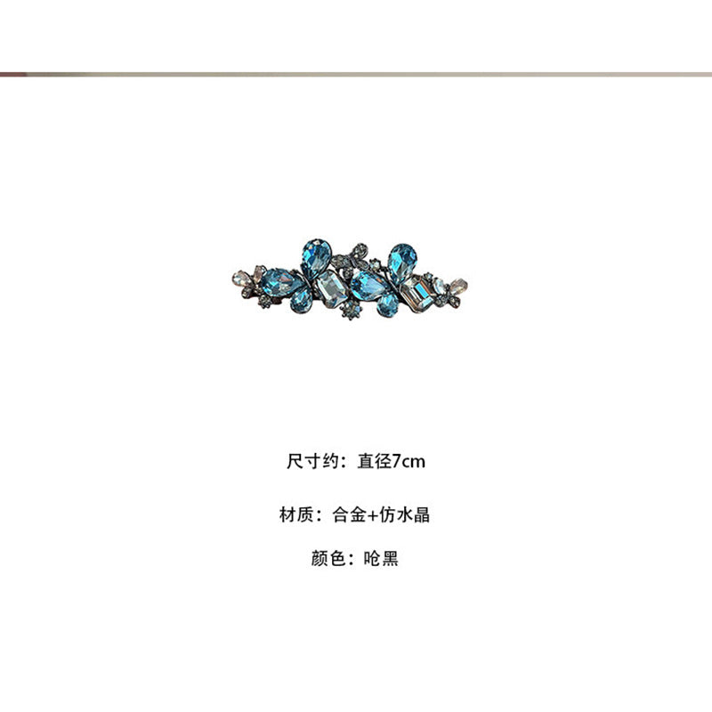 新款高档水晶蝴蝶发夹女高级感后脑勺半扎弹簧夹百搭发卡轻奢顶夹