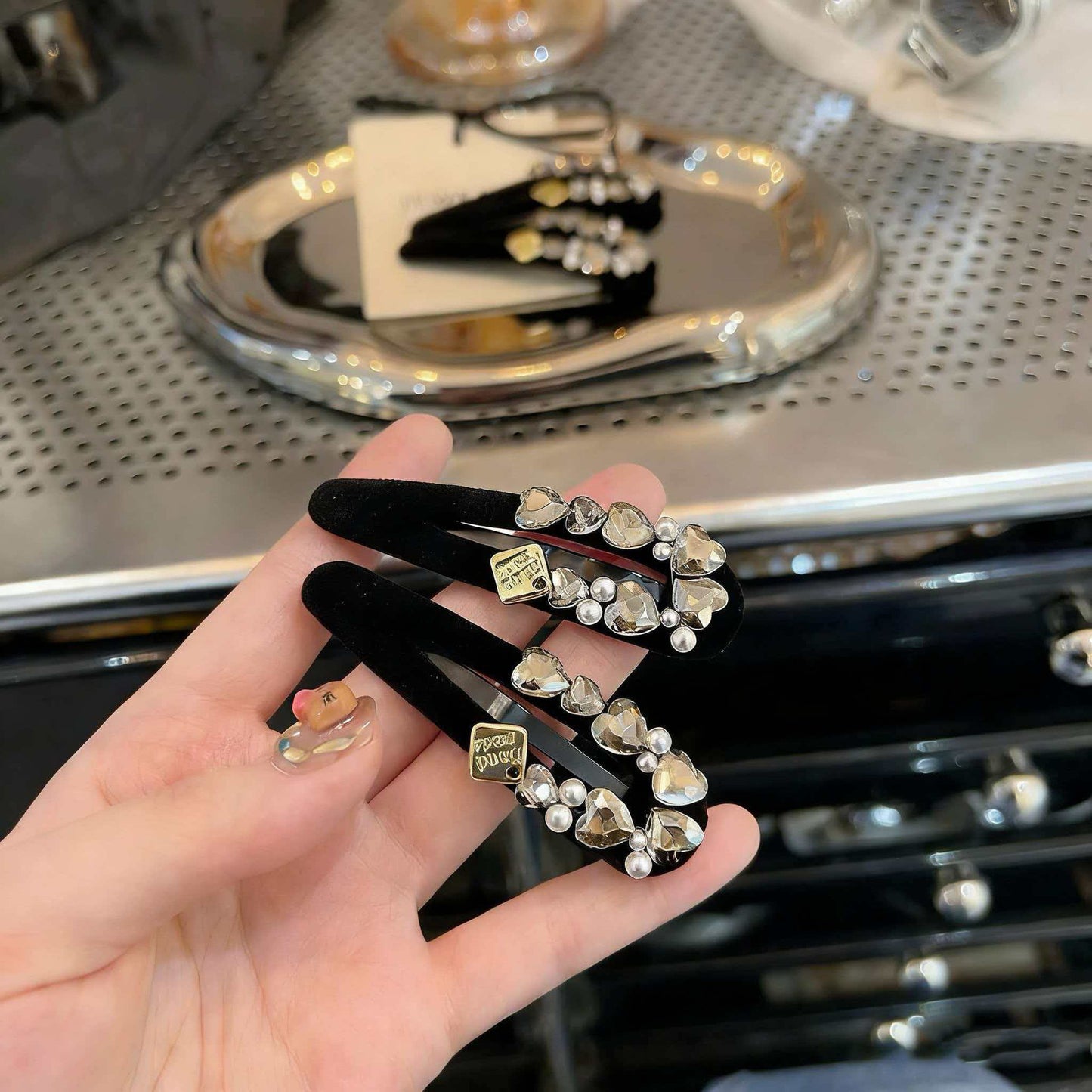 Beau - Rhinestone-Embellished Heart Hair Clip