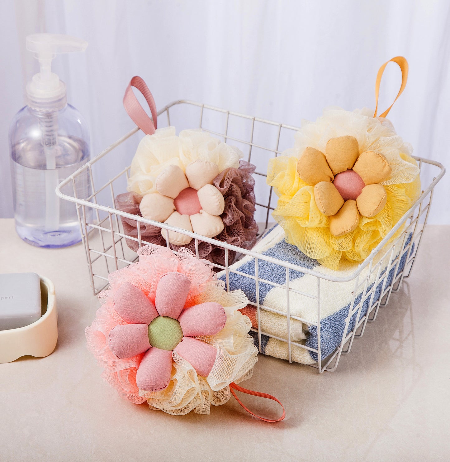 PAPO- Sunflower Shower Pouf Premium Quality and Rich Foaming