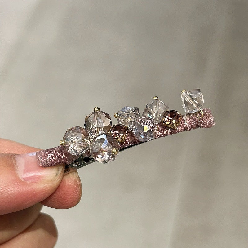 小众设计高级感水晶发夹侧边刘海夹甜美精致日常配饰鸭嘴夹发饰品