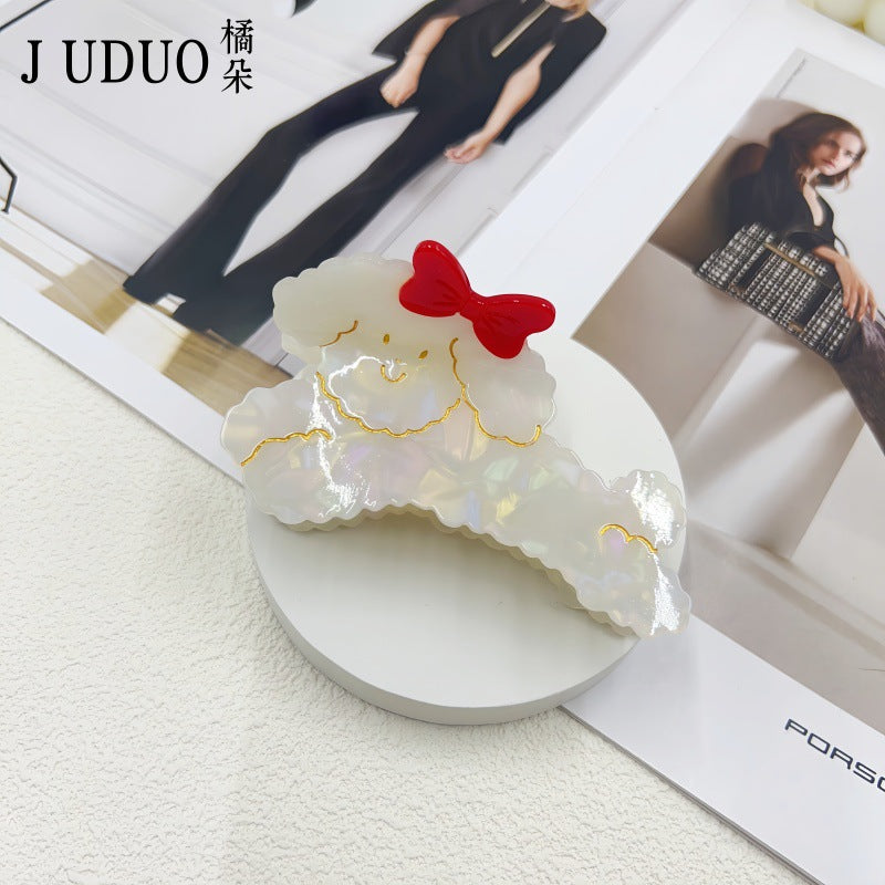橘朵跨境法式复古醋酸抓夹女可爱蝴蝶结狗狗大号盘发鲨鱼夹发饰女