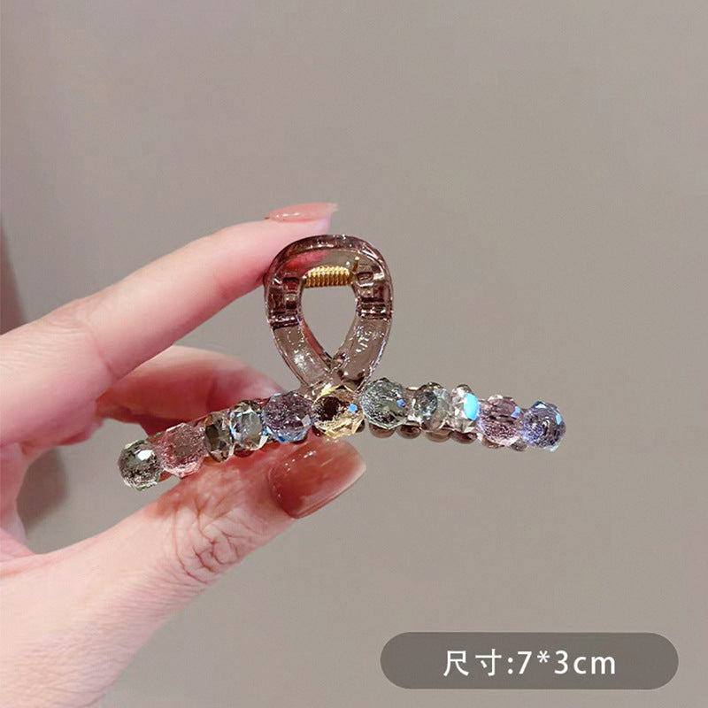 网红时尚渐变棕水晶抓夹女轻奢后脑勺盘发夹高端春夏新款发抓头饰