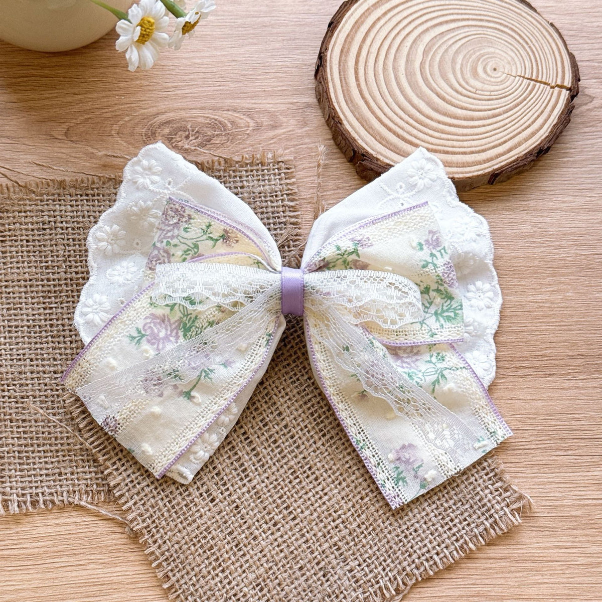 Beau - Pastel Floral Ruffle Bow Hair Clip