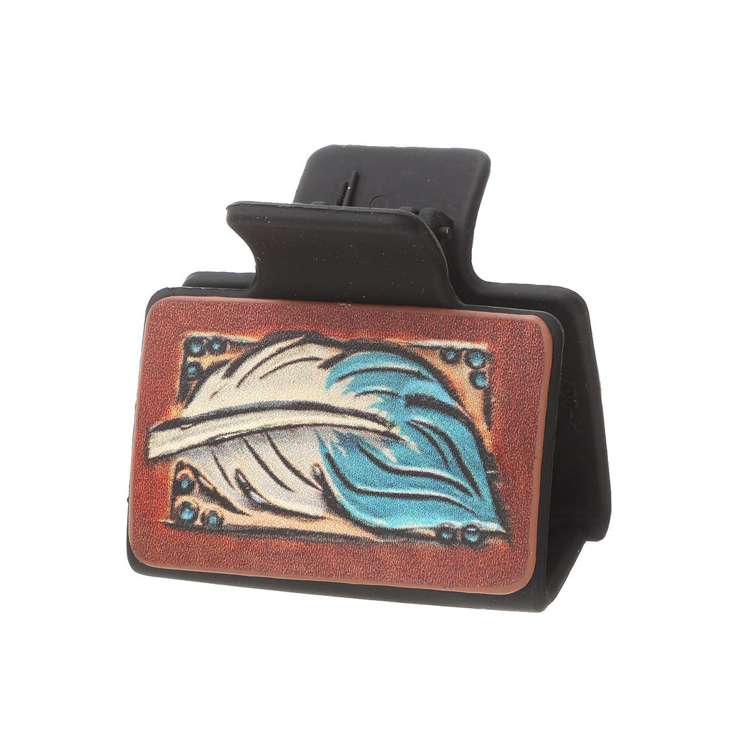 Beau - Sunflower Feather Print Hair Claw