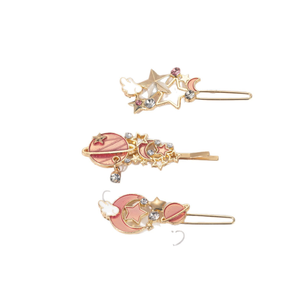 Celestial cat hair clip set styling view