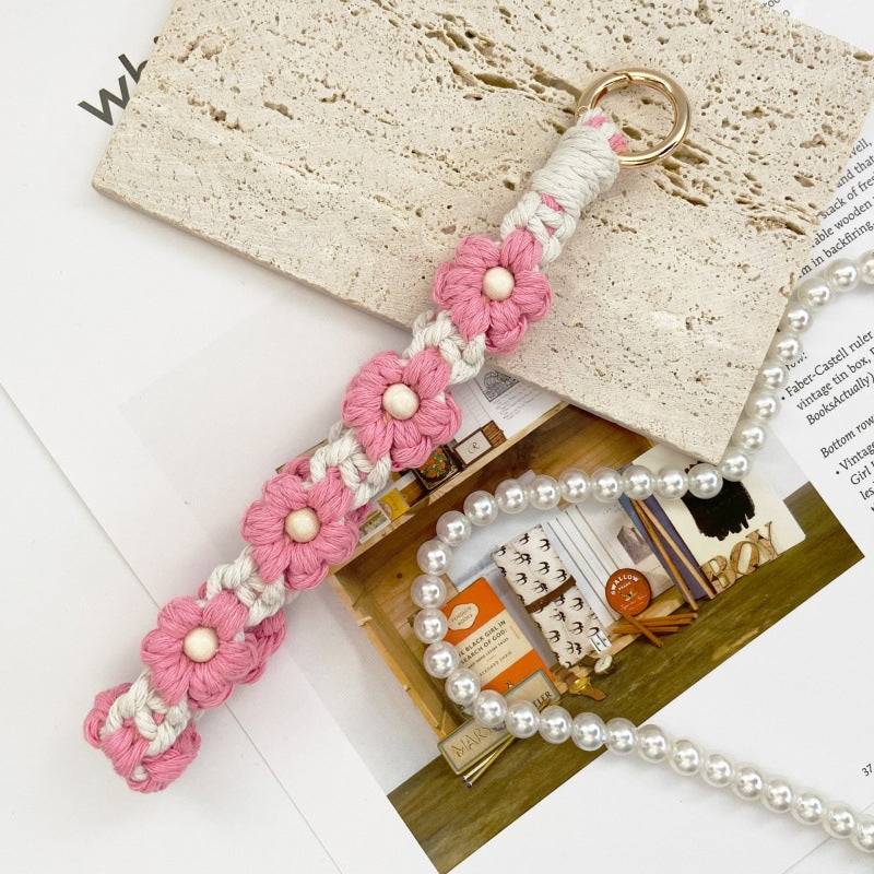 Crochet Daisy Flower Keychain and Phone Lanyard