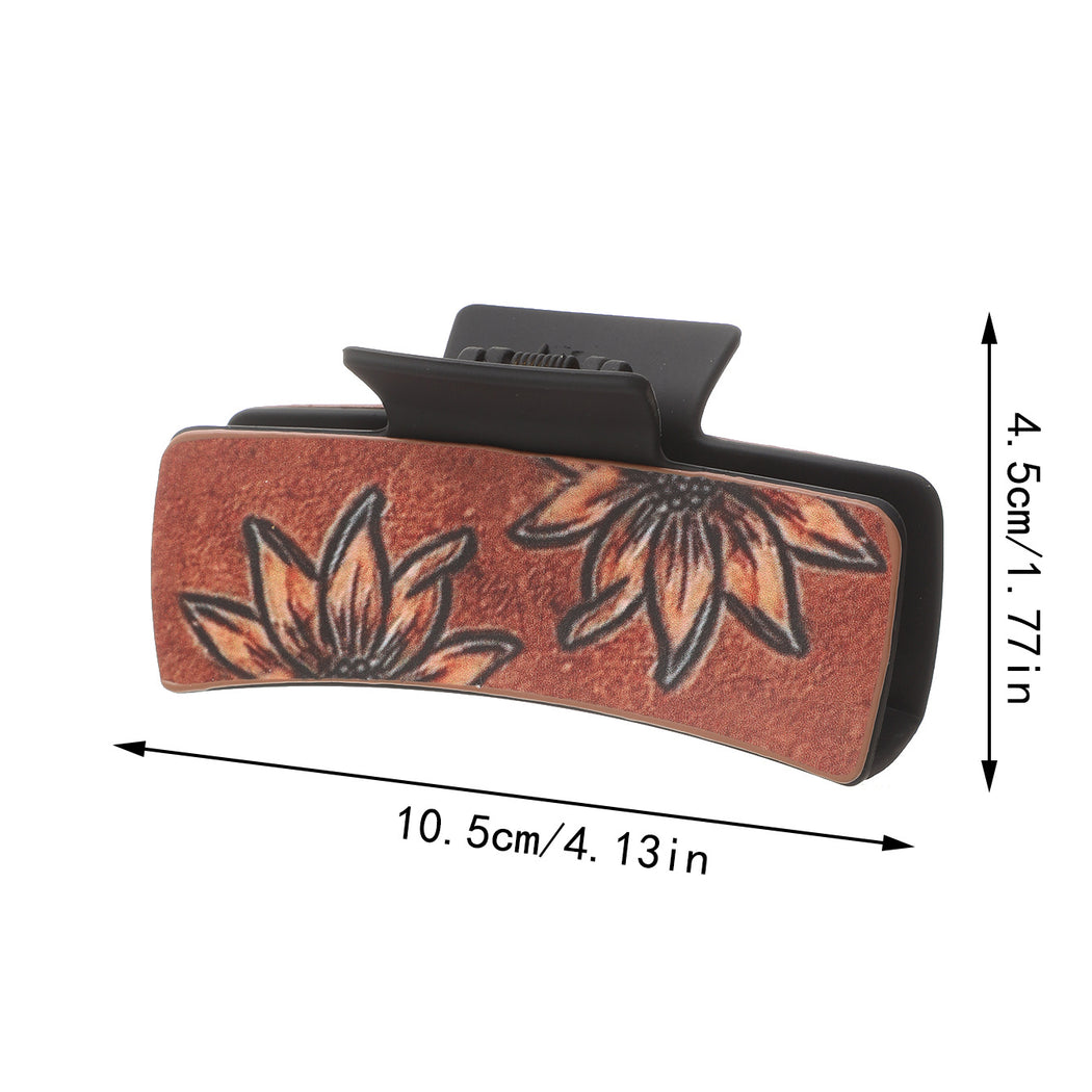 Beau - Cactus Feather Print Hair Claw