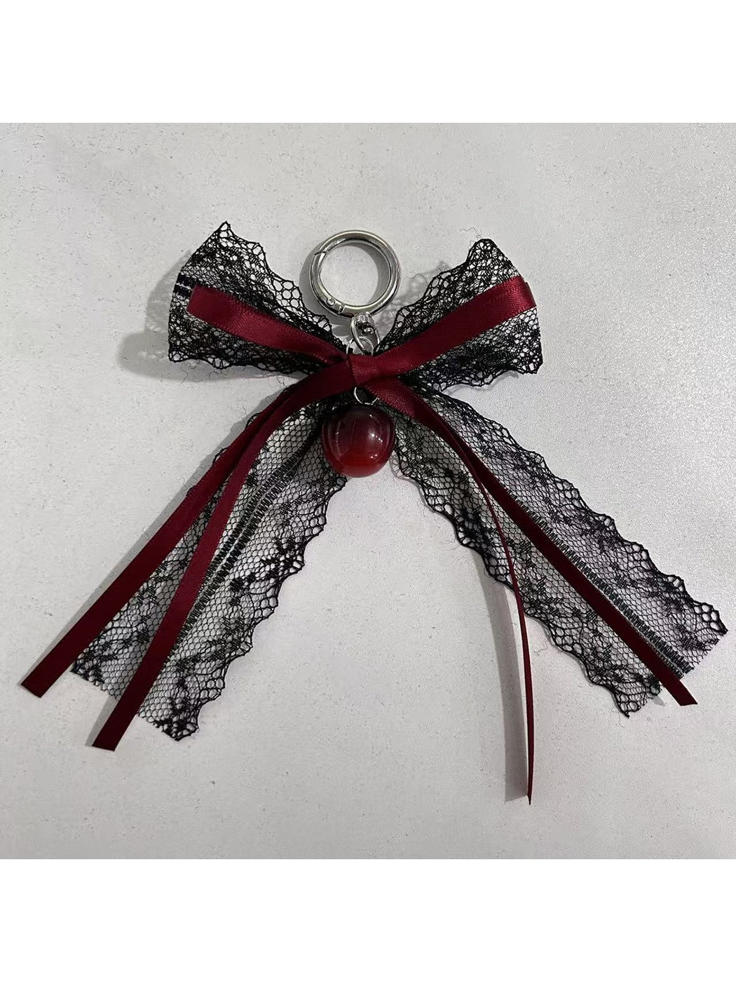 Keypus - Y2K Style Lace Bow Heart Keychain Bag Charm