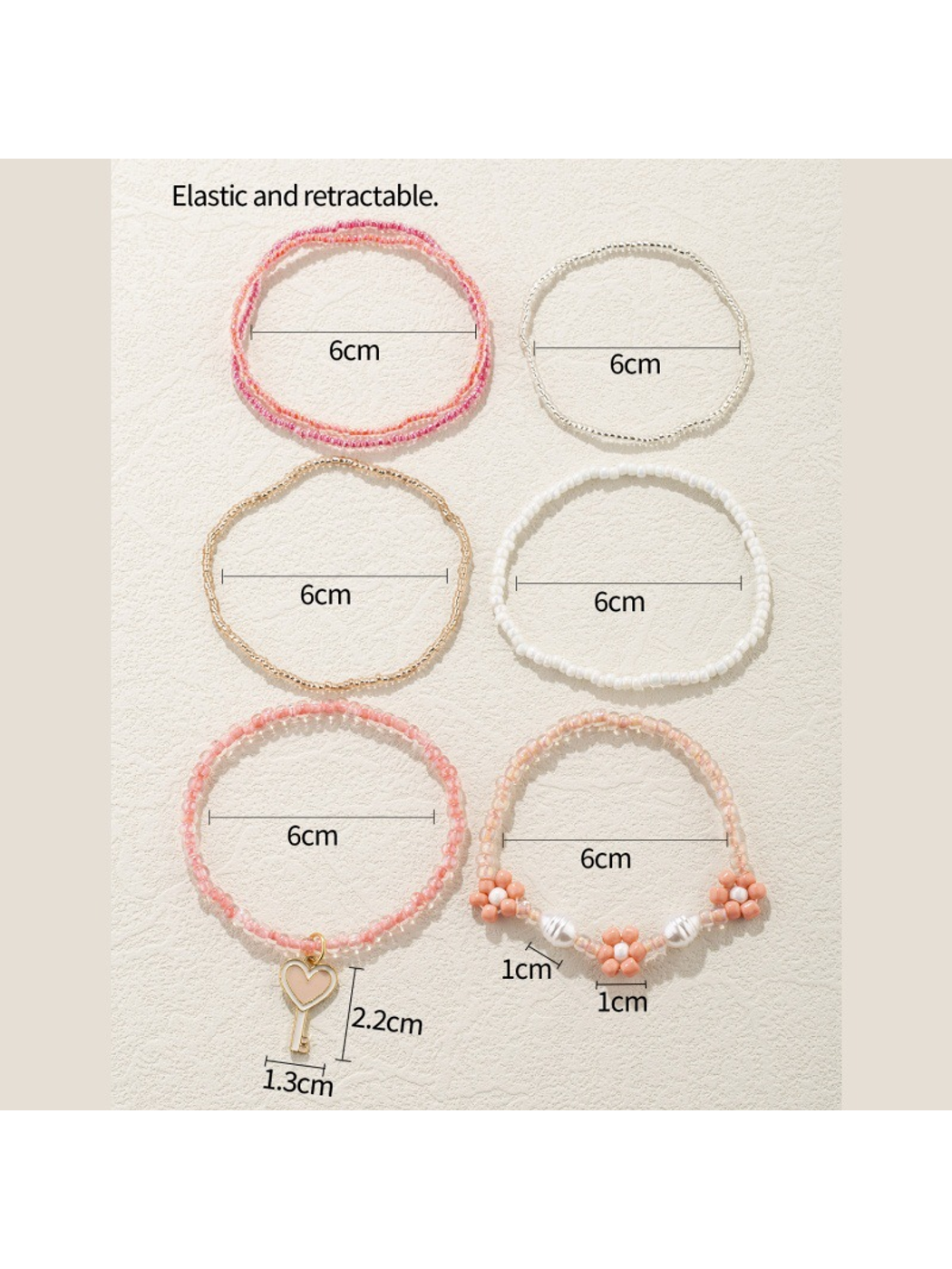 Lovra - Heart Key Charm Beaded Style Bracelet
