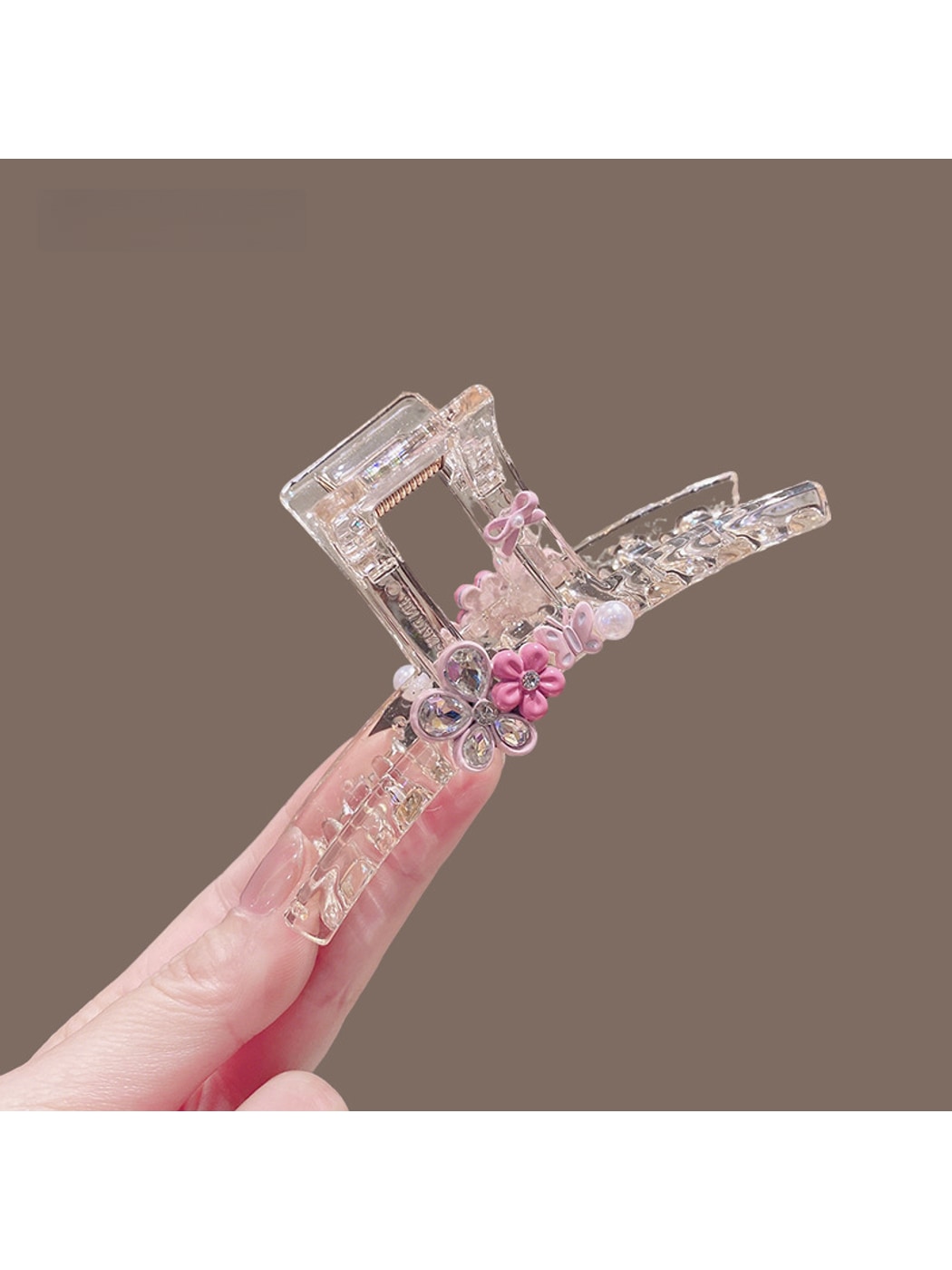 Beau - Flower Decor Transparent PVC Claw Clip