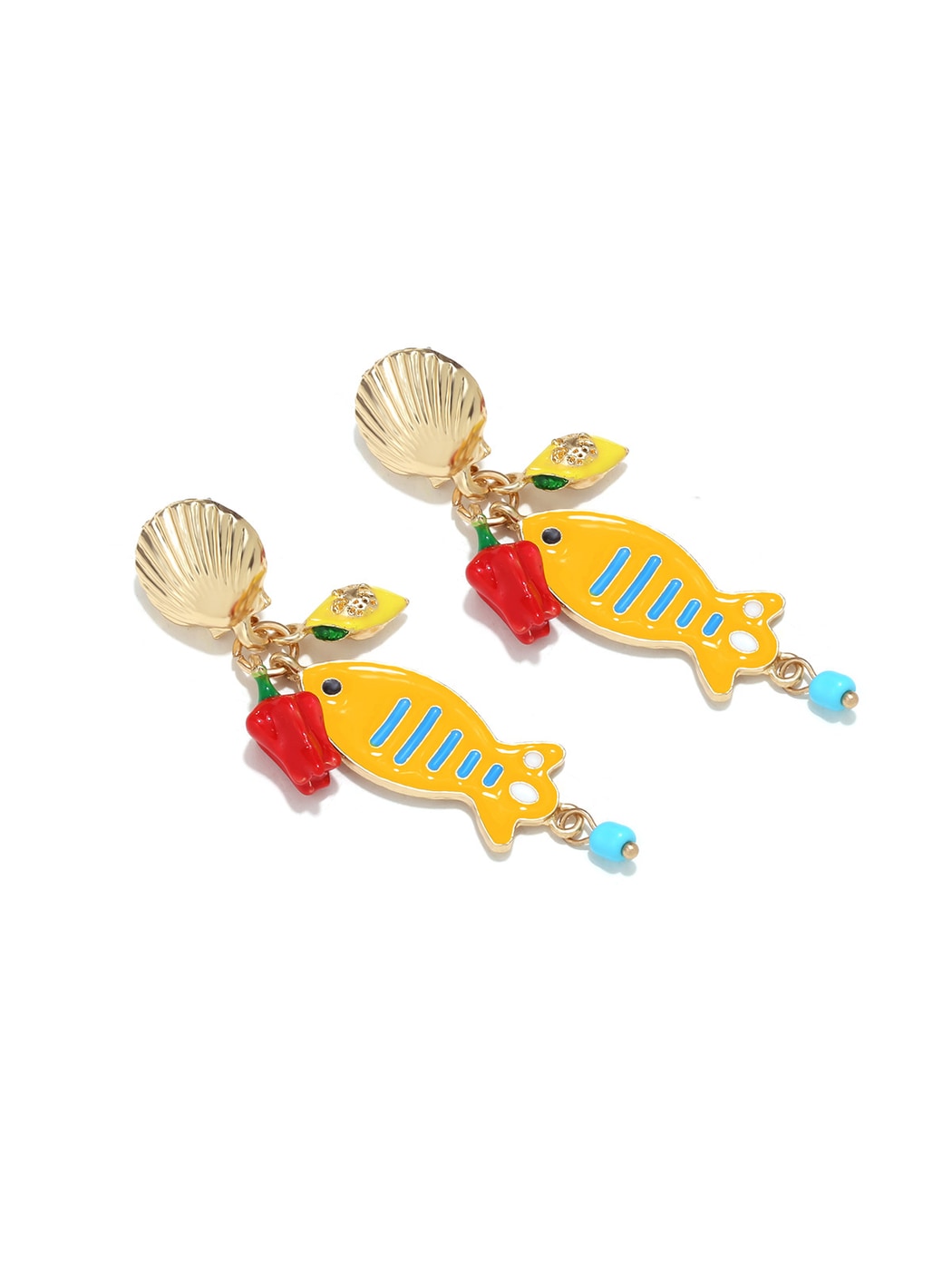 Earedge - Playful Fish Lemon Chili Statement Earrings