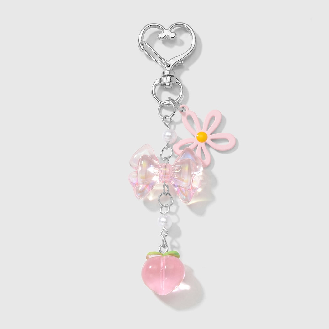 Keypus - Sweet Pink Star and Peach Keychain