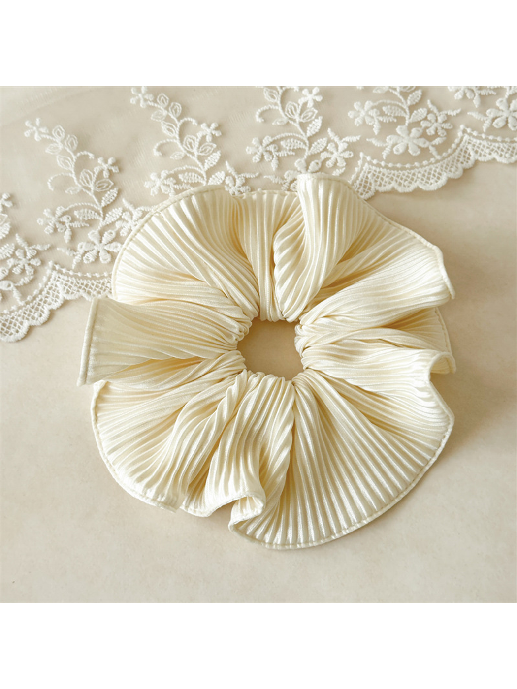 Gifty - Pleated Satin Look Ruffle Hair Scrunchie
