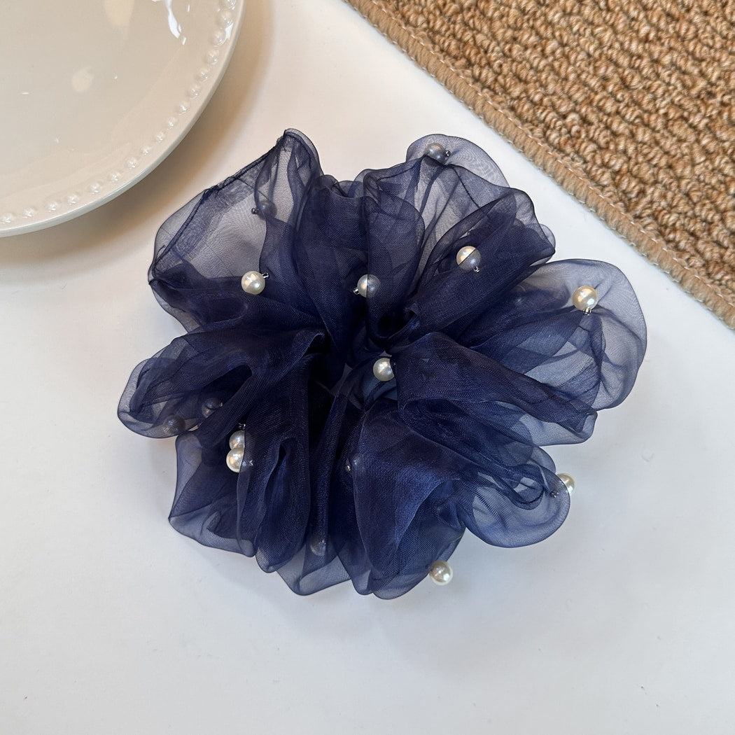 Gifty - Sweet Sheer Beaded Ruffle Scrunchie