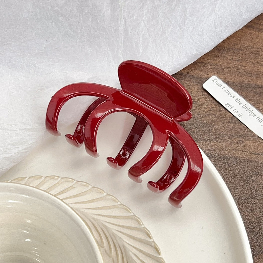 Beau - Red Glossy Geometric Detail Claw Clip