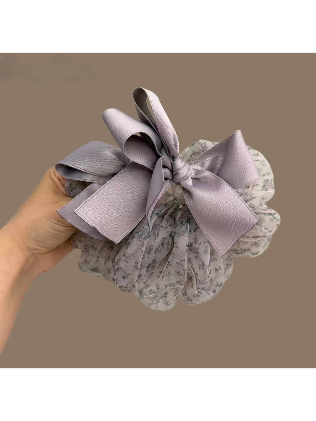 Gifty - Floral Bow Polyester Scrunchie