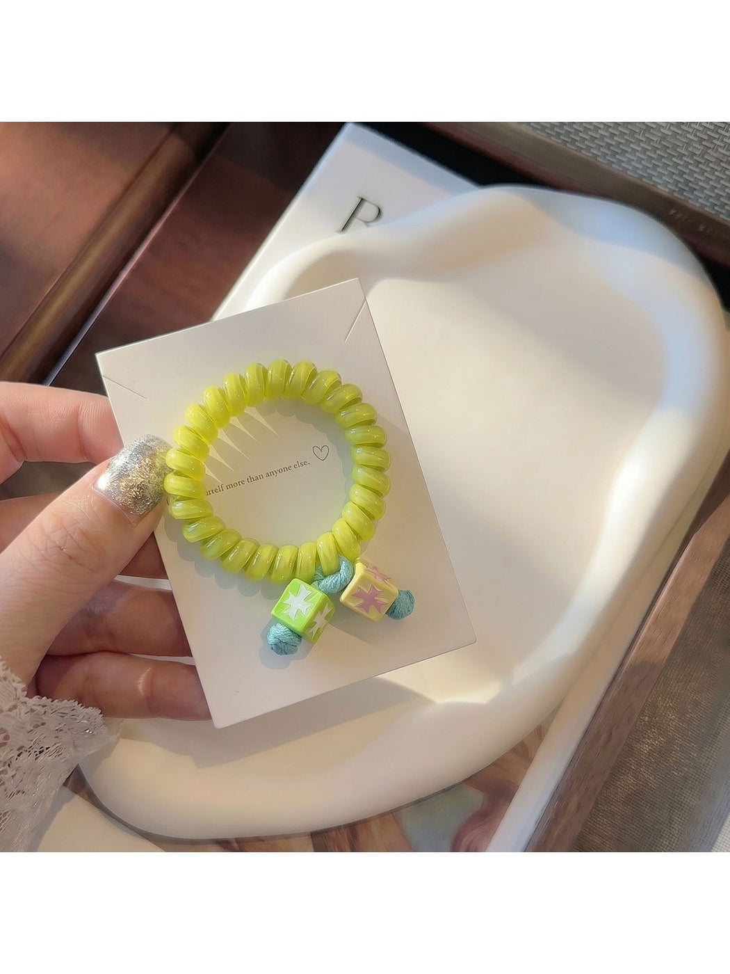 Gifty - Sweet Style Bead Detail Spiral Hair Tie