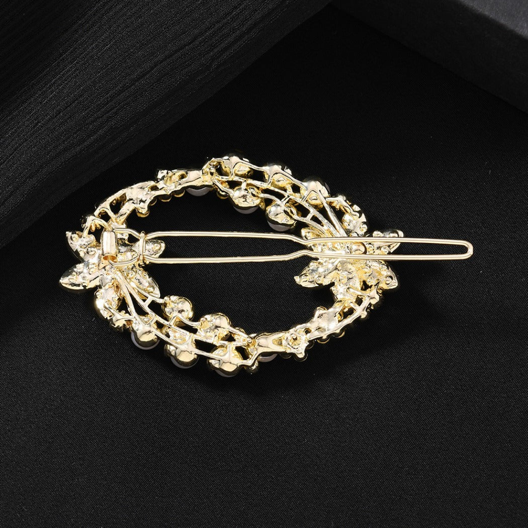 Beau - Twin-Flower Open-Oval Barrette