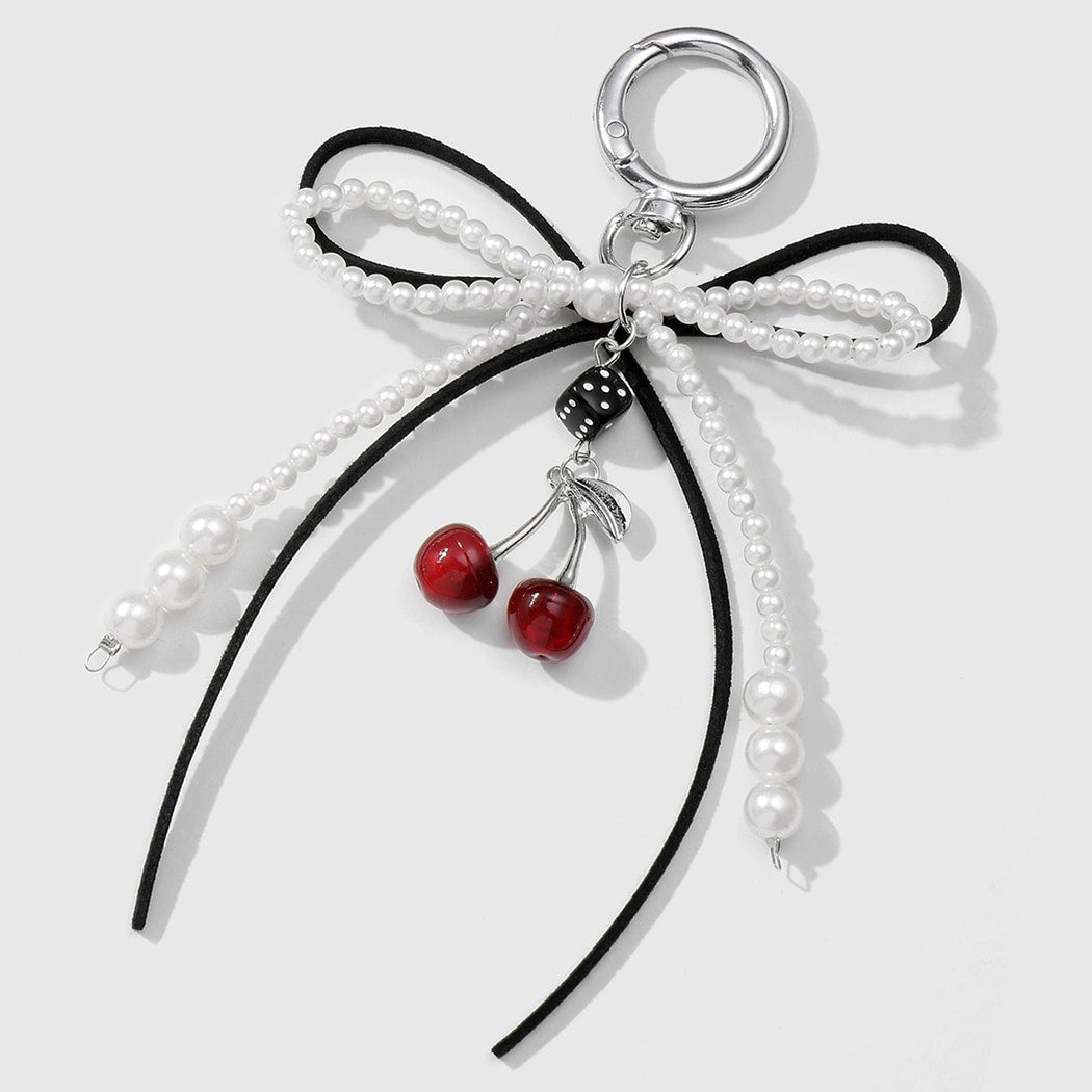 Keypus - Sweet Cherry Bow Beaded Keychain