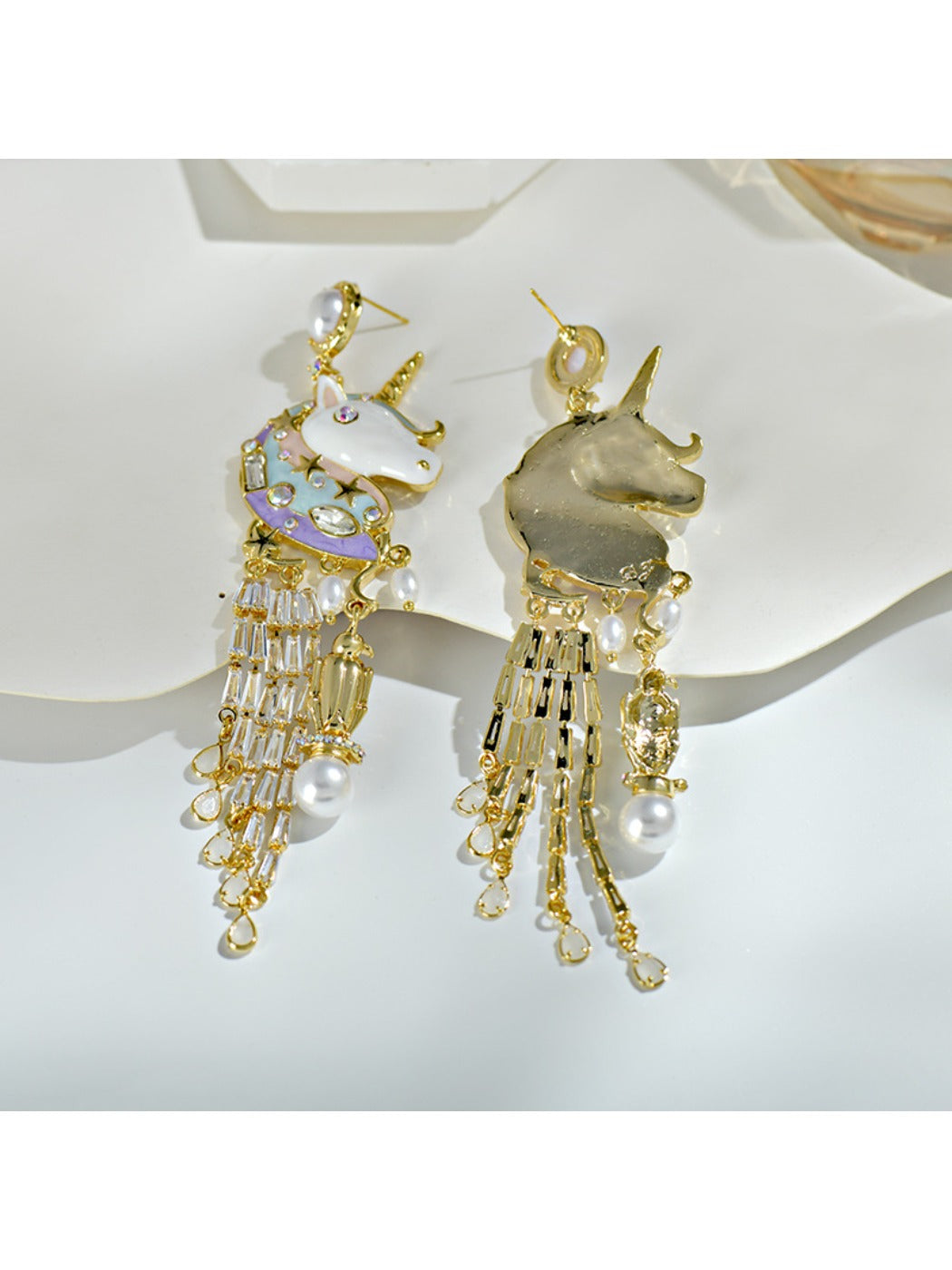 Earedge - Unicorn Tassel Drop Earrings