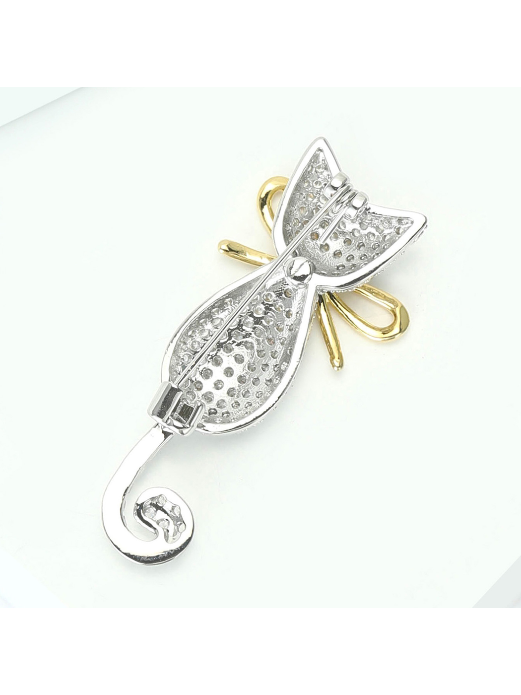 Brovia - Alloy Cat Bow Accent Fashion Brooch Pin