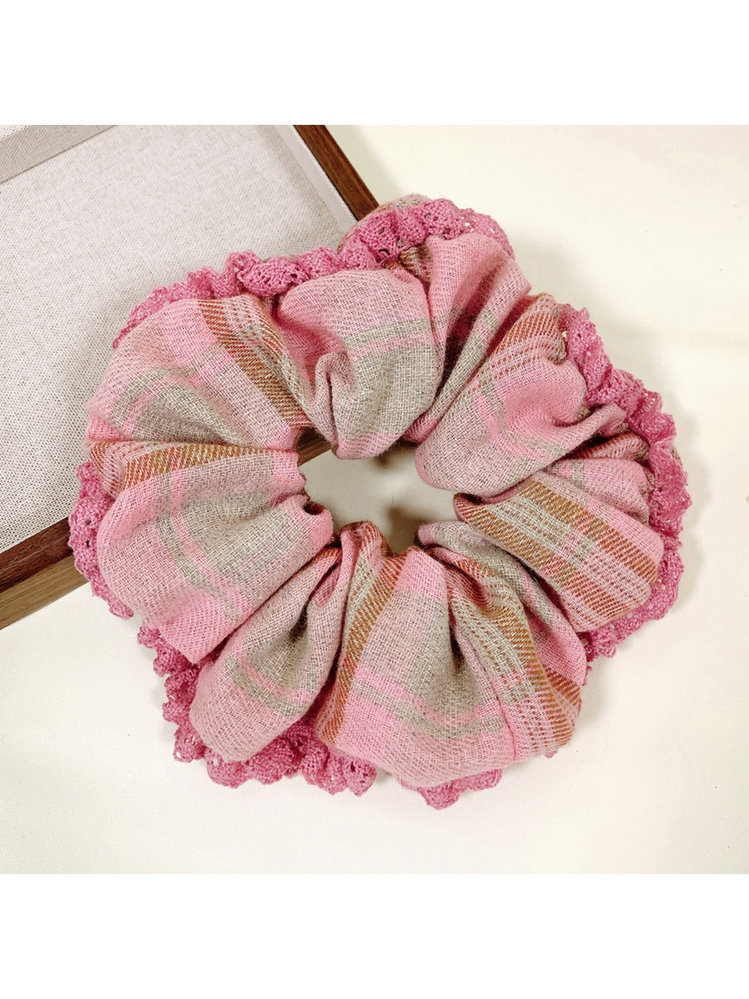 Gifty - Lace Color Block Gingham Head Tie