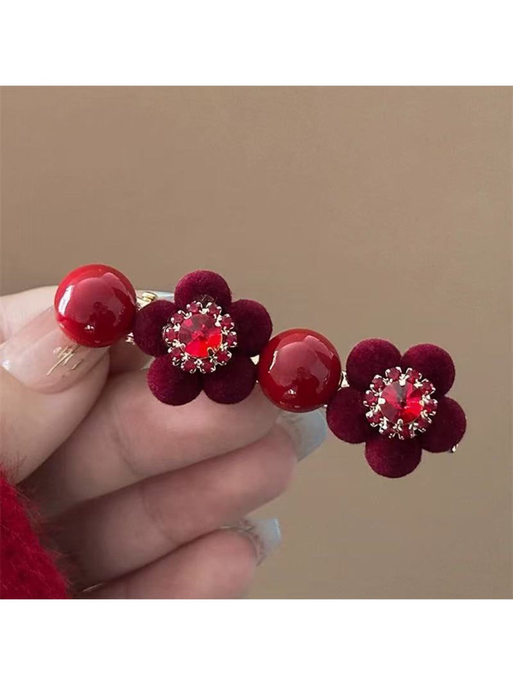 Beau - Red Velvet Flower Hair Clip