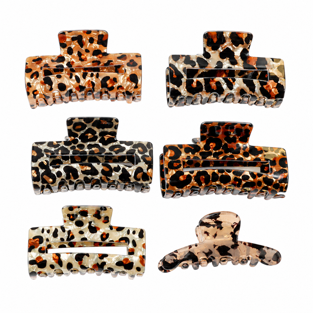 Beau - Leopard Rectangular Hair Claw