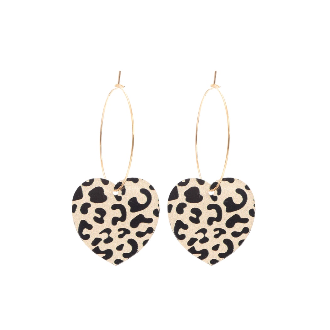 Earedge - Leopard Print Heart Shaped Earrings