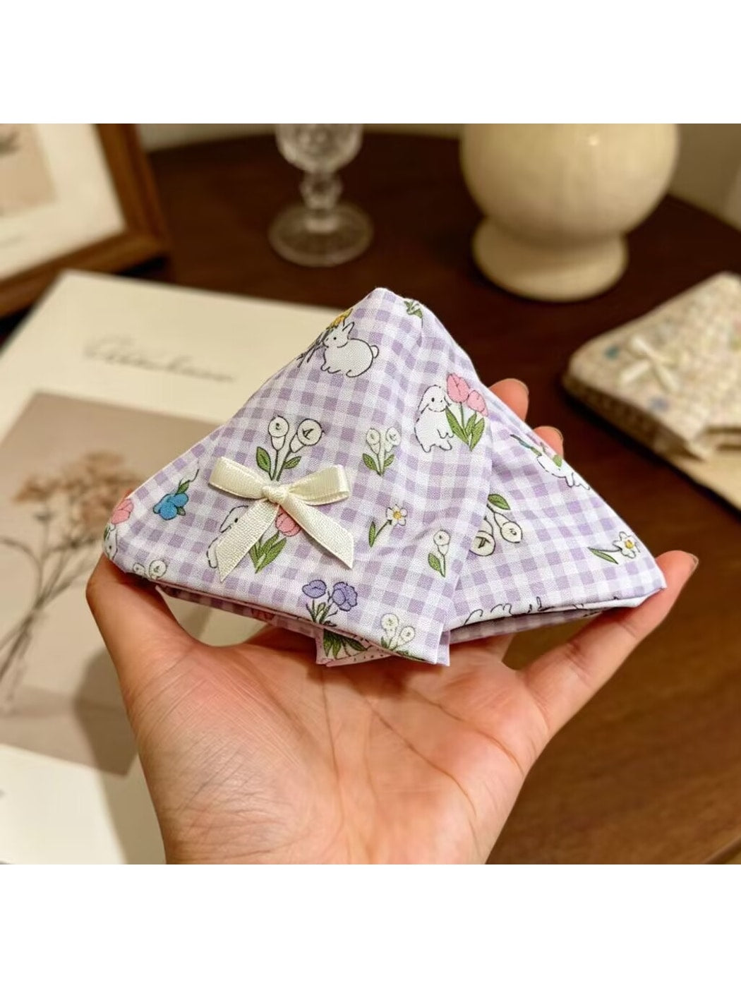 Beau - Bow Floral Rabbit Print Fabric Claw Clip