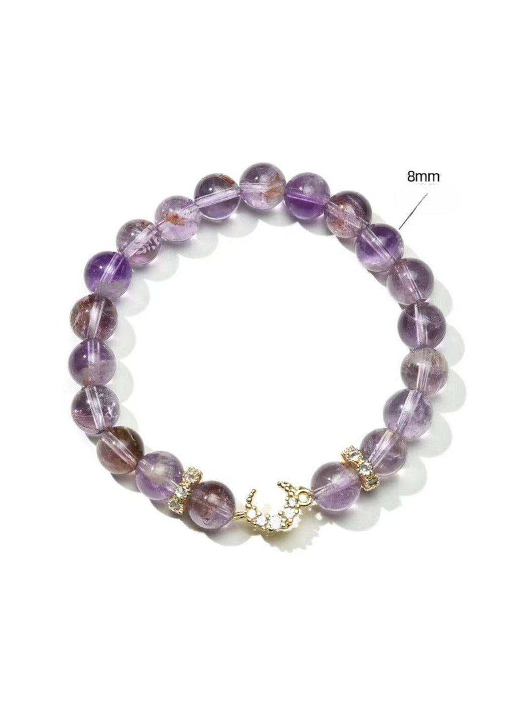 Lovra Moon Charm bracelet with purple crystal beads and silver crescent moon charm
