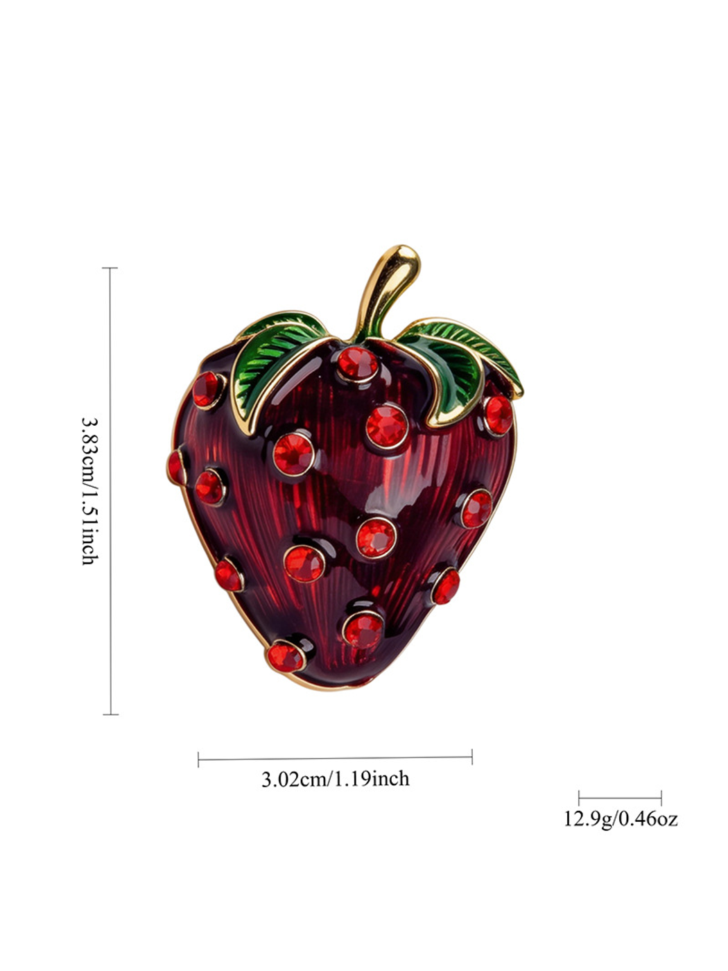 Brovia - Strawberry Rhinestone Accent Brooch Pin