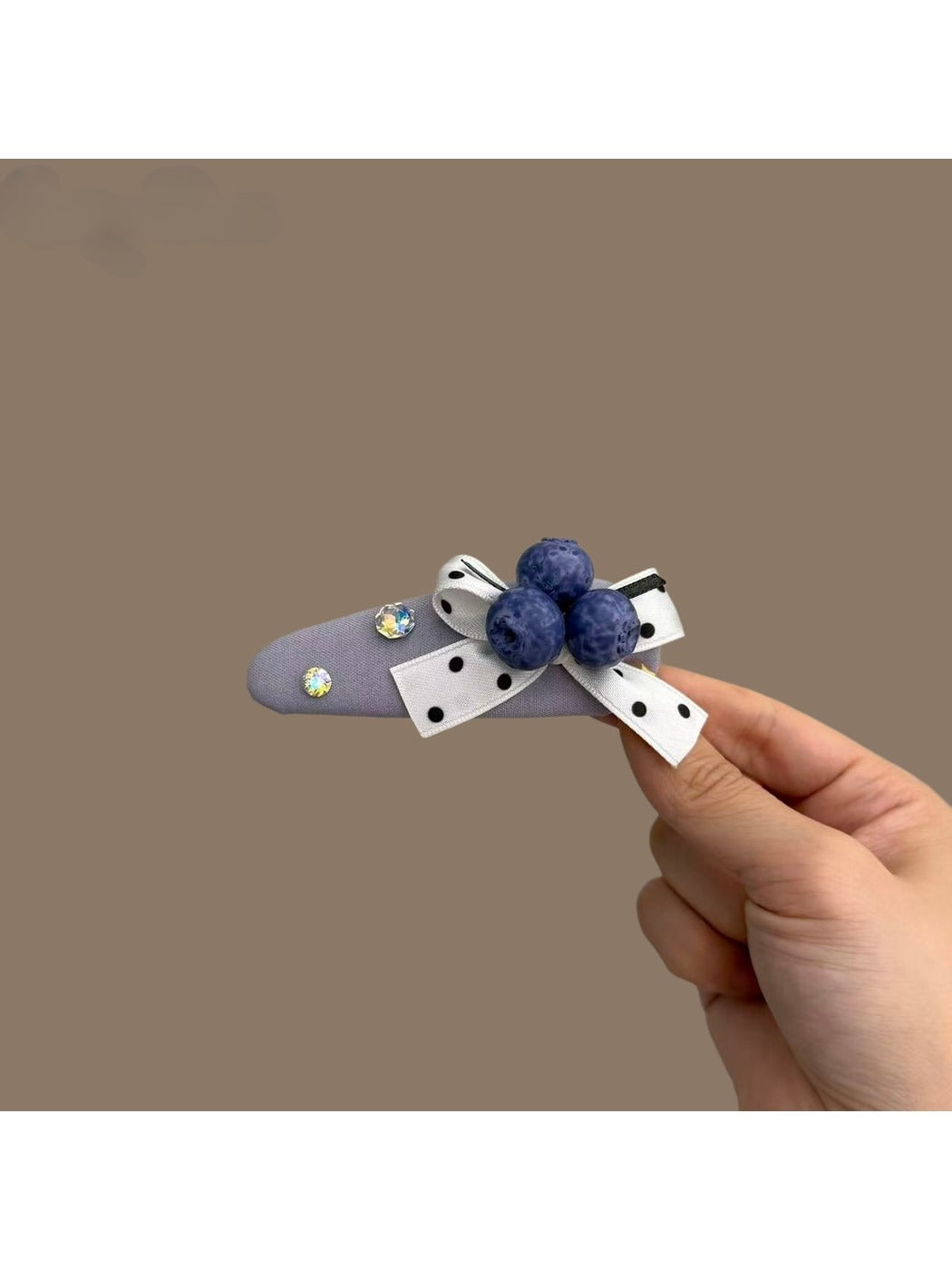 Beau - Blueberry Motif Bow Decor Hair Clip