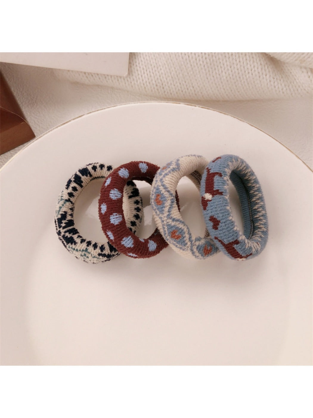 Gifty - Vintage Check Hair Tie (4 Pcs)