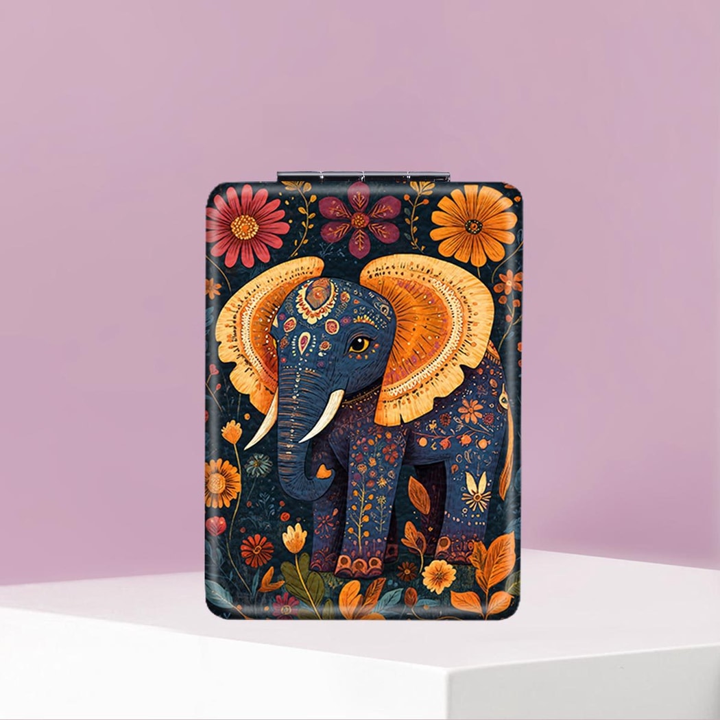 Mirroray - Portable Floral Elephant Compact Folding Mirror