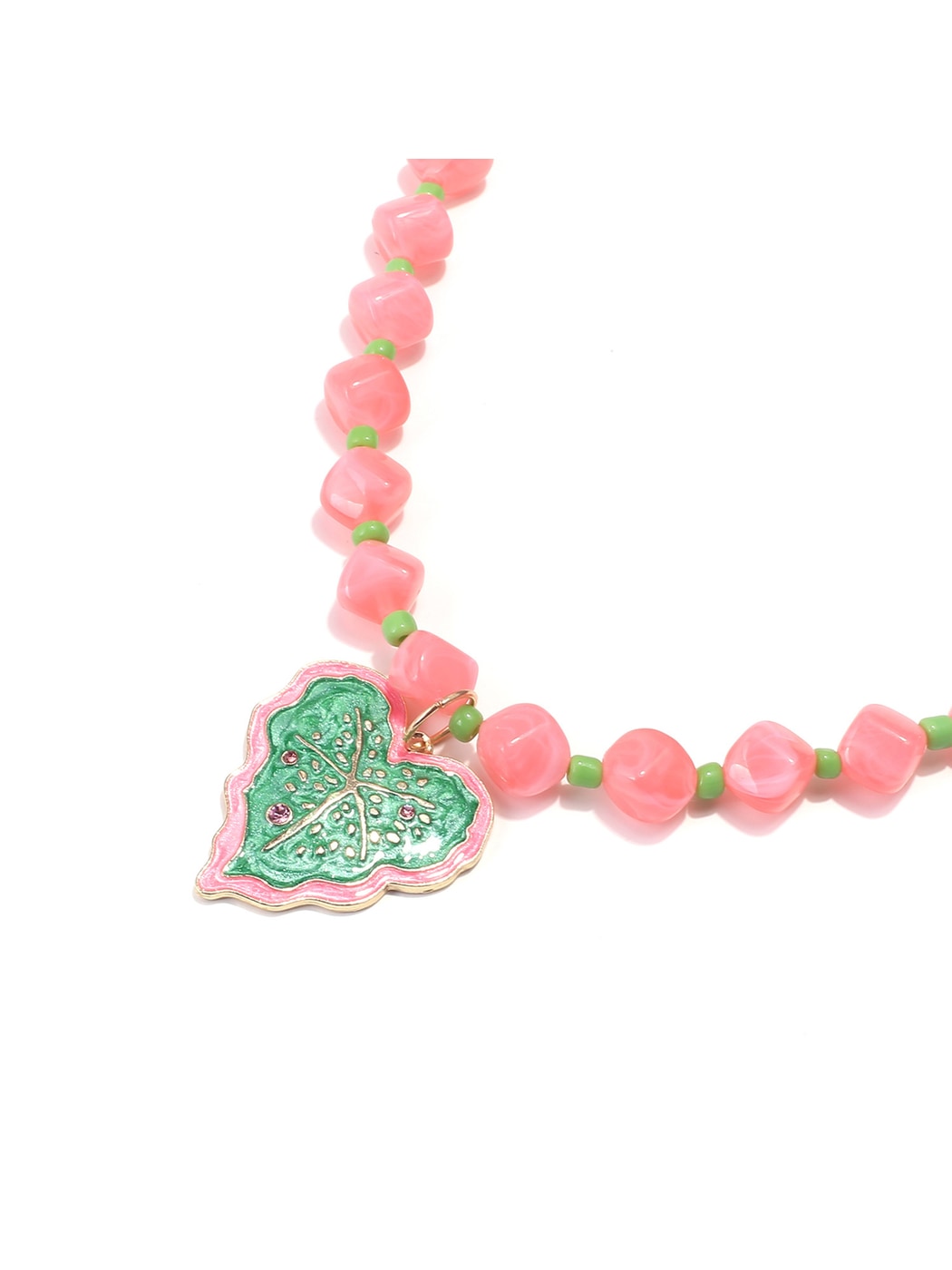 Nozari - Botanical Beaded Chain Leaf Pendant Necklace