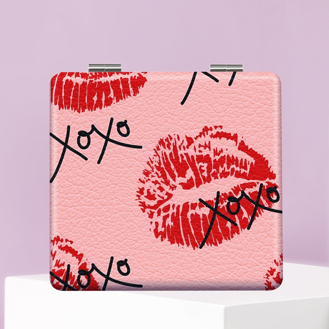 Mirroray - Y2K Pink Print Portable Folding Makeup Mirror