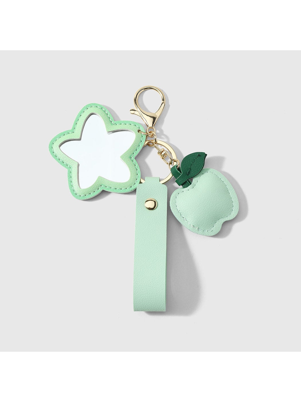 Keypus - Faux Leather Flower Mirror Keychain